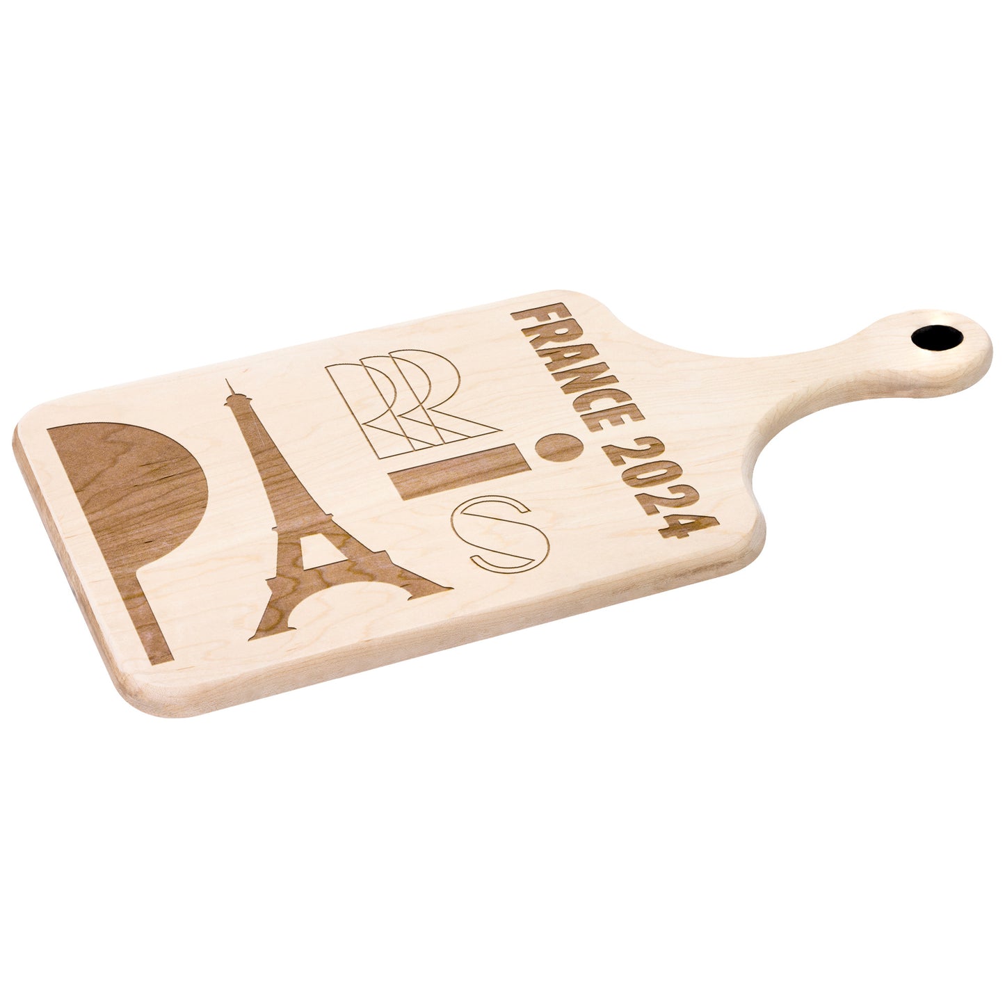 Personalized France Hardwood Paddle Cutting Board updated