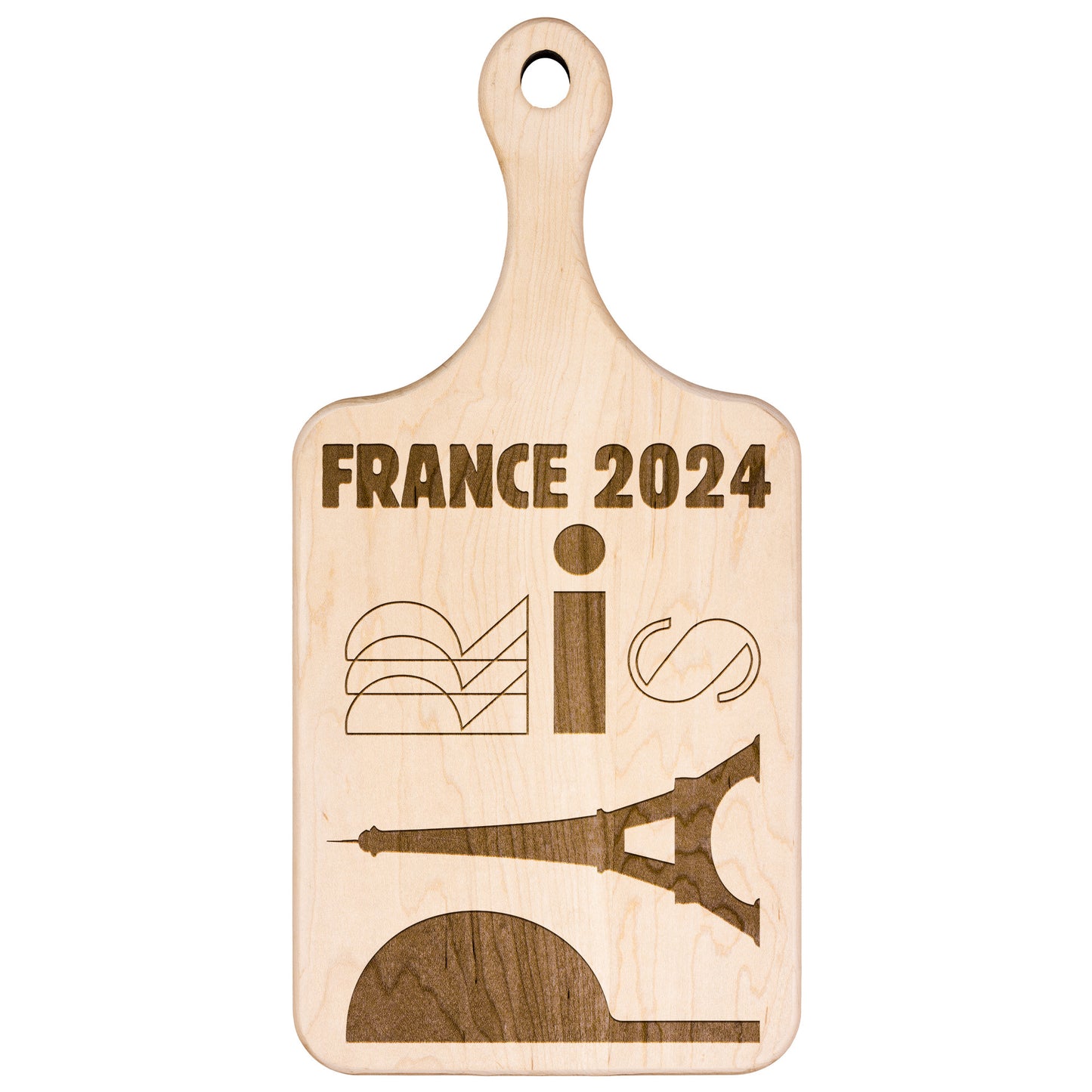 Personalized France Hardwood Paddle Cutting Board updated