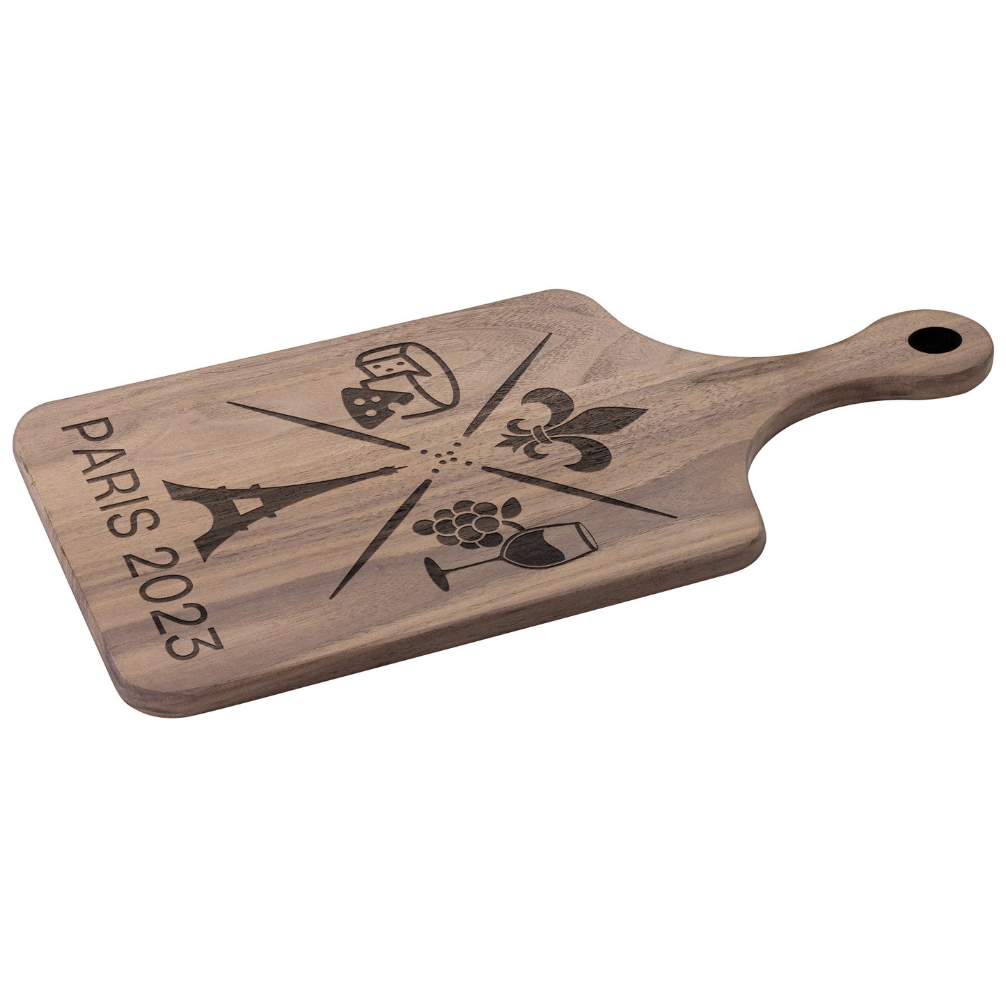 Personalized Paris Hardwood Paddle Cutting Board