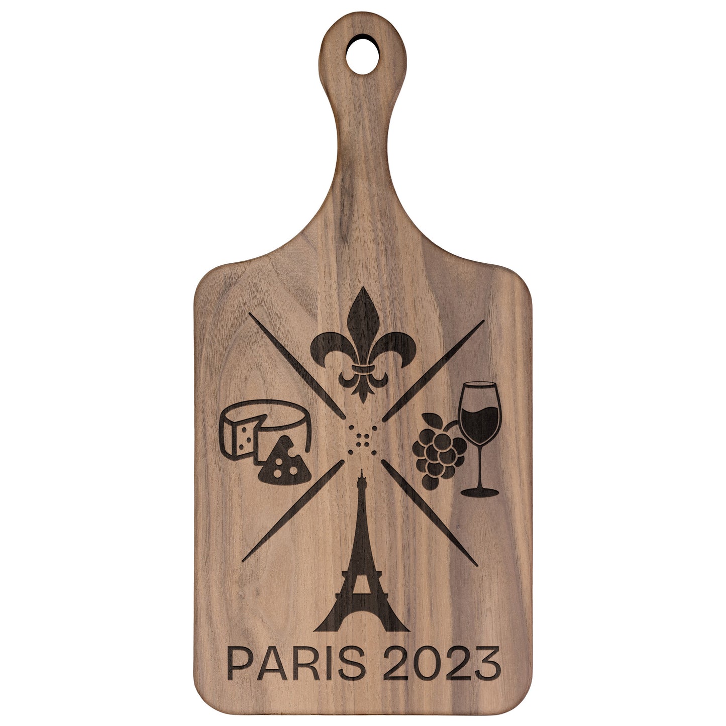 Personalized Paris Hardwood Paddle Cutting Board