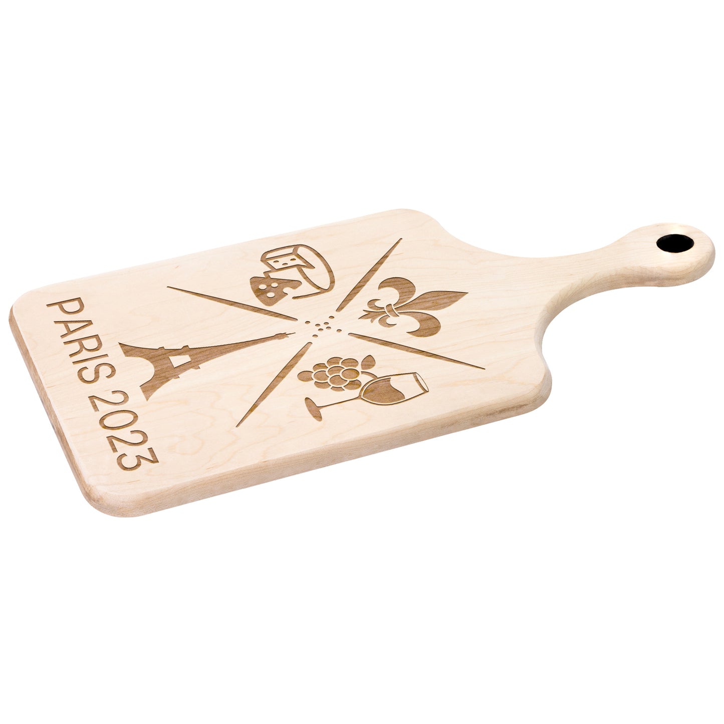 Personalized Paris Hardwood Paddle Cutting Board
