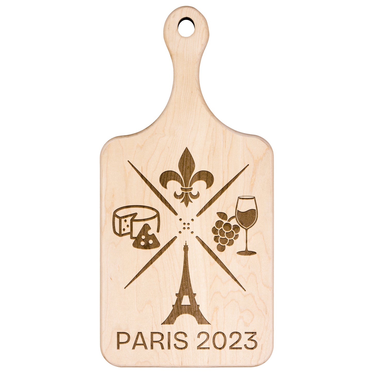 Personalized Paris Hardwood Paddle Cutting Board