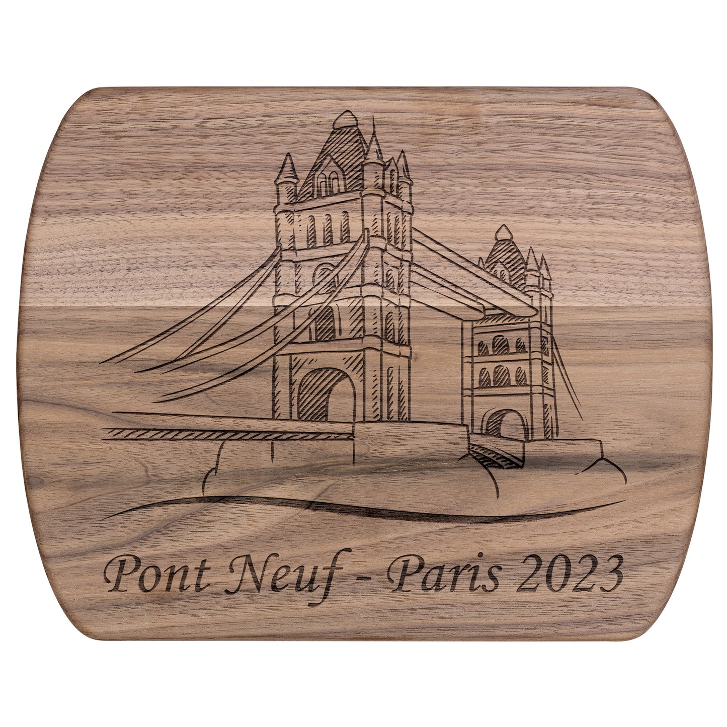 Personalized Pont Neuf Hardwood Oval Cutting Board