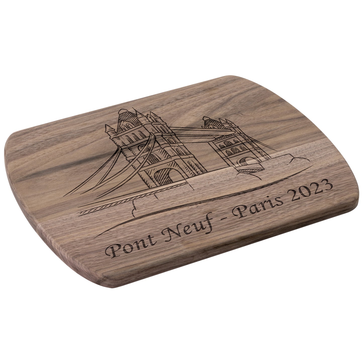 Personalized Pont Neuf Hardwood Oval Cutting Board