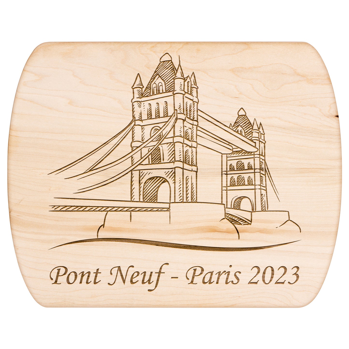 Personalized Pont Neuf Hardwood Oval Cutting Board