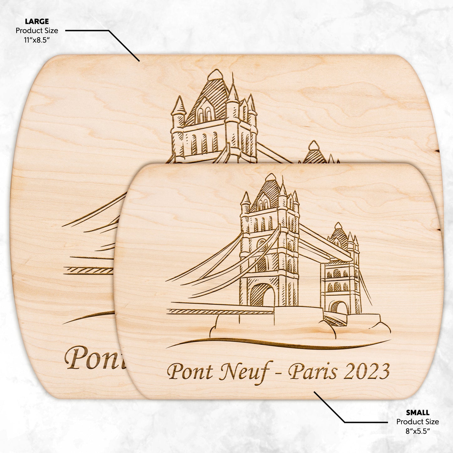 Personalized Pont Neuf Hardwood Oval Cutting Board