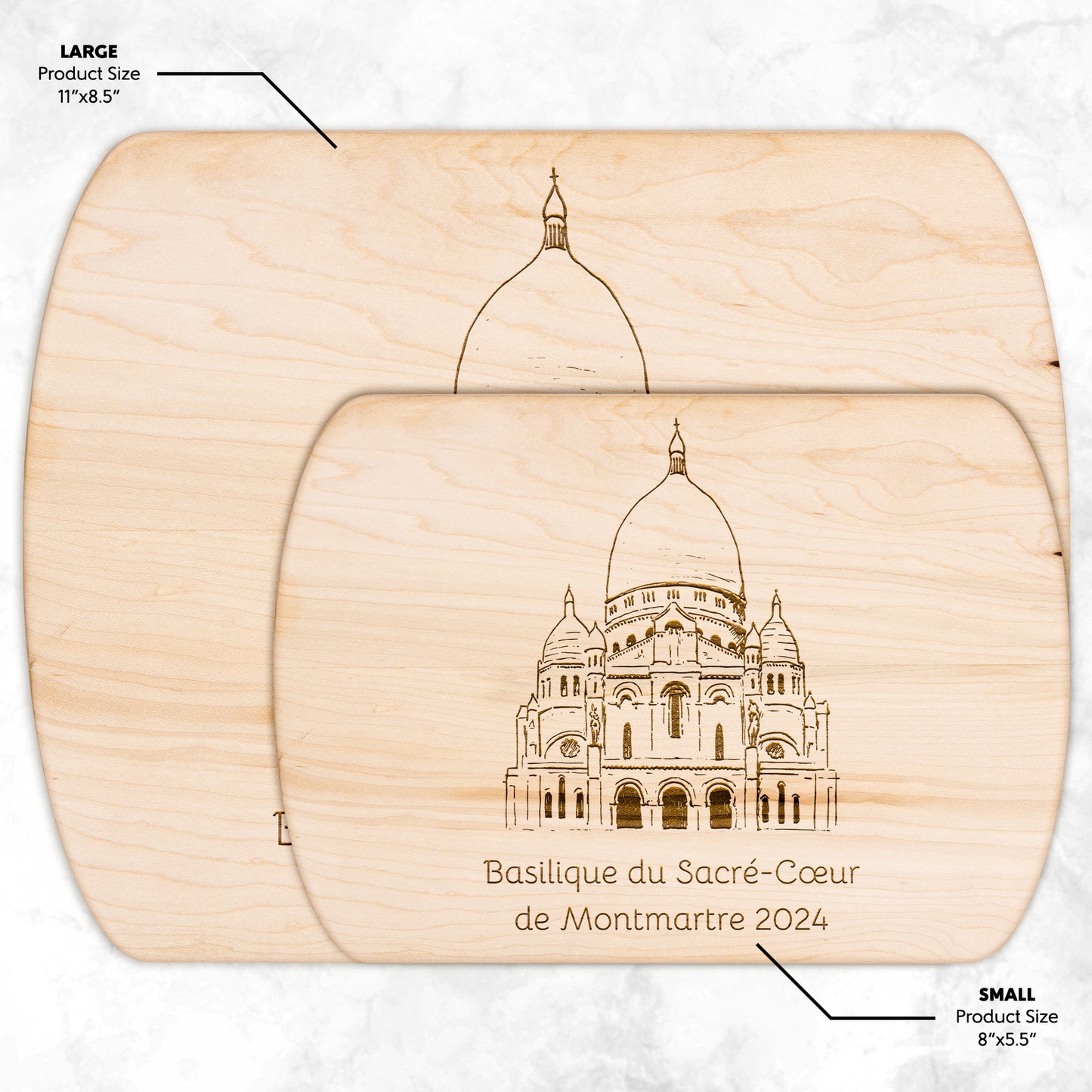 Personalized Sacré-Cœur Hardwood Oval Cutting Board Cutting Board