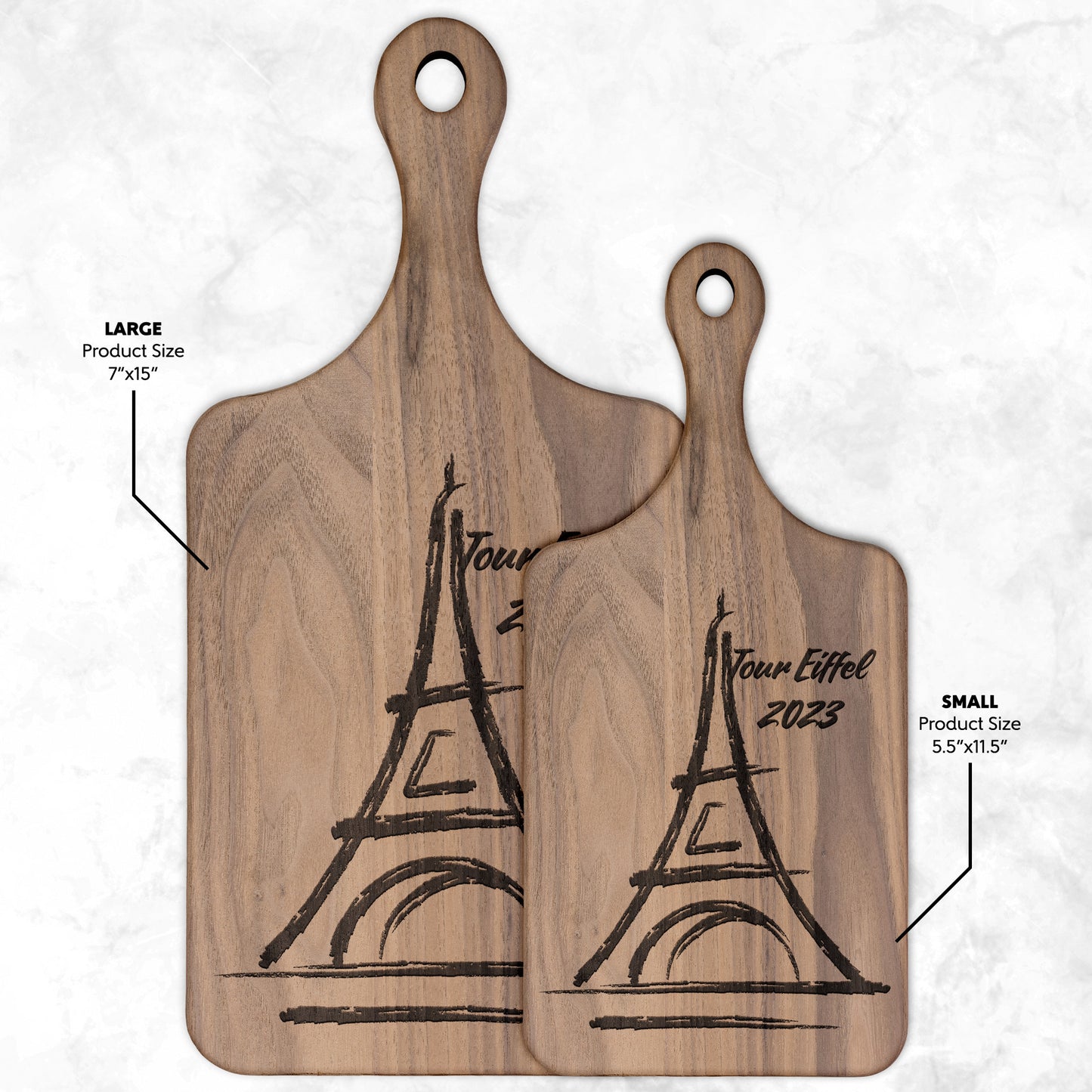 Personalized Tour Eiffel | Hardwood Paddle Cutting Board
