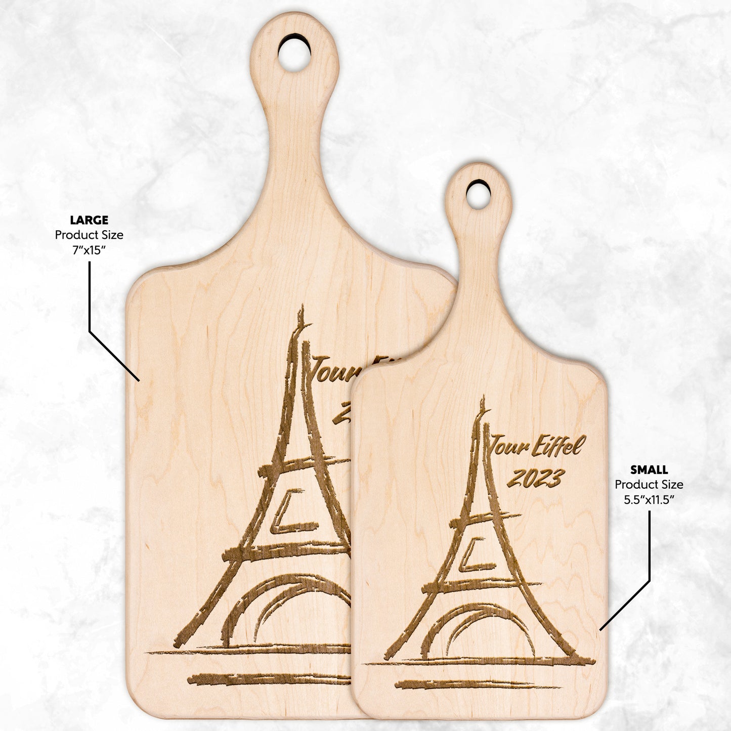 Personalized Tour Eiffel | Hardwood Paddle Cutting Board