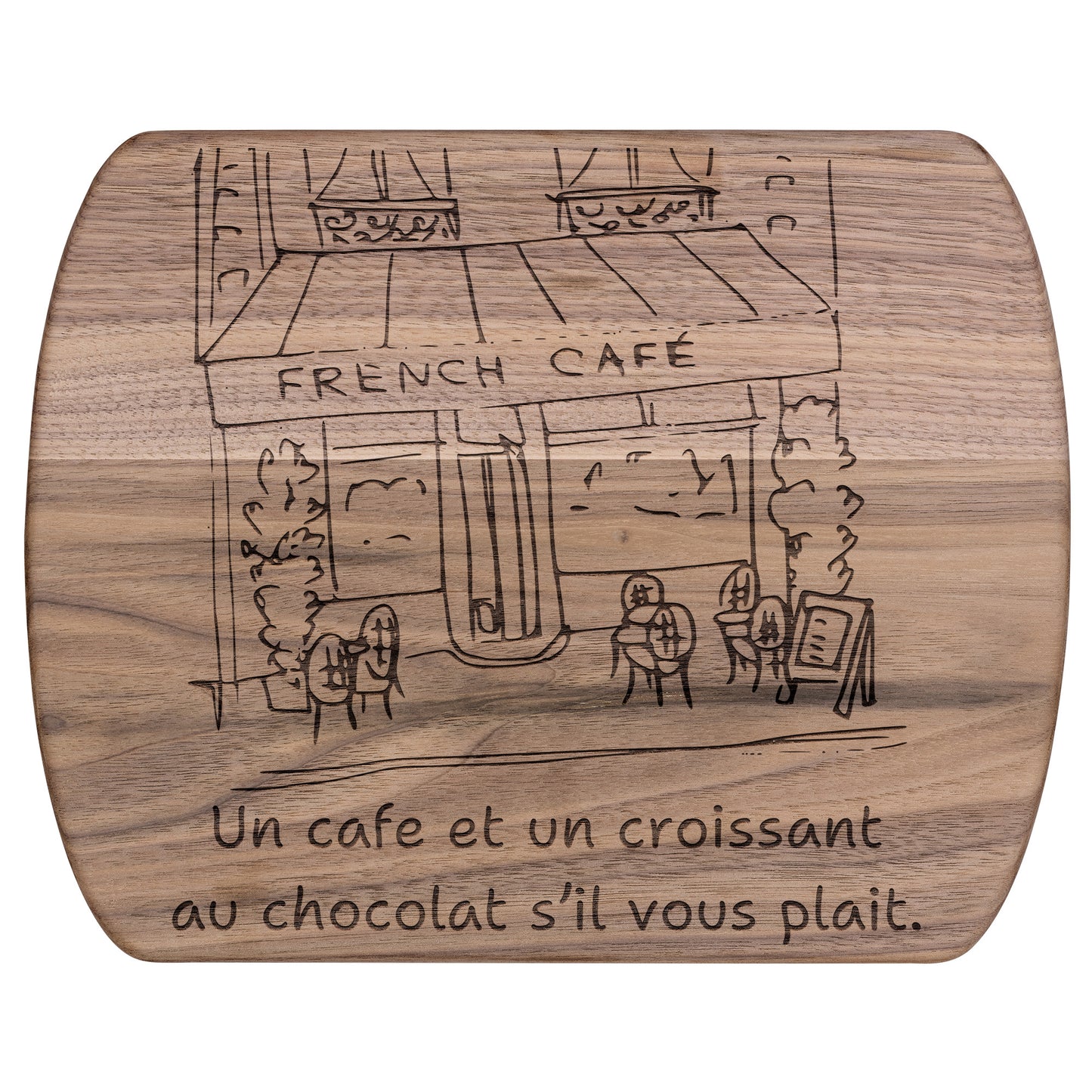 Un Cafe S'il Vous Plait | Hardwood Oval Cutting Board