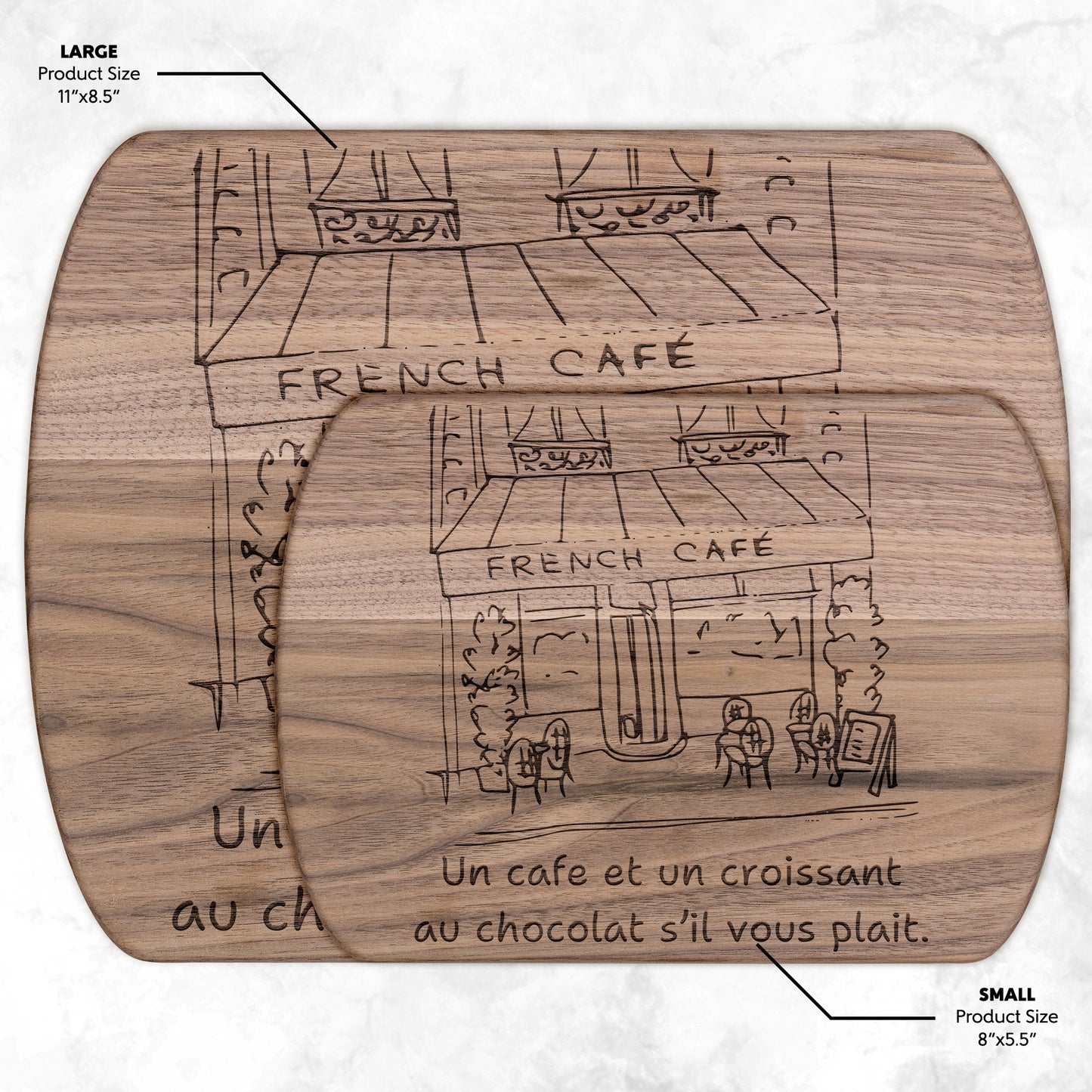 Un Cafe S'il Vous Plait | Hardwood Oval Cutting Board