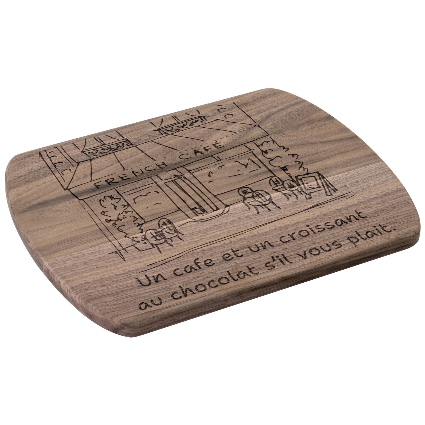 Un Cafe S'il Vous Plait | Hardwood Oval Cutting Board
