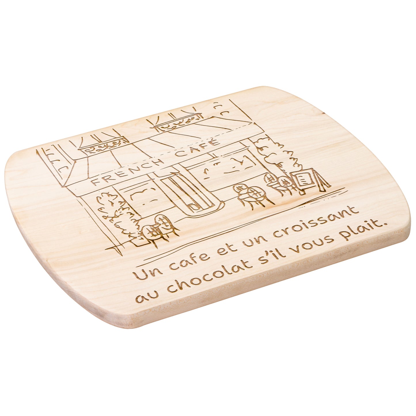 Un Cafe S'il Vous Plait | Hardwood Oval Cutting Board