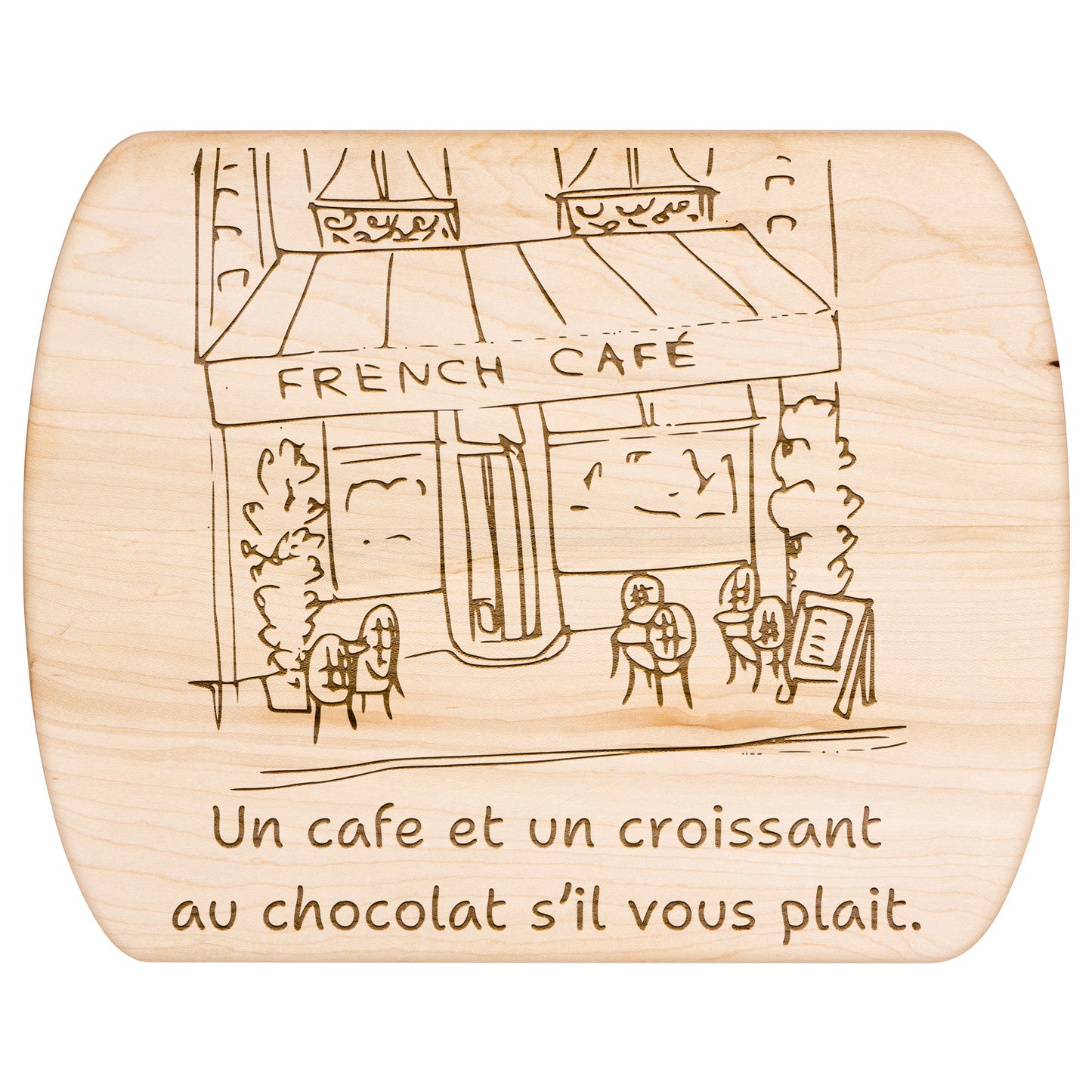 Un Cafe S'il Vous Plait | Hardwood Oval Cutting Board