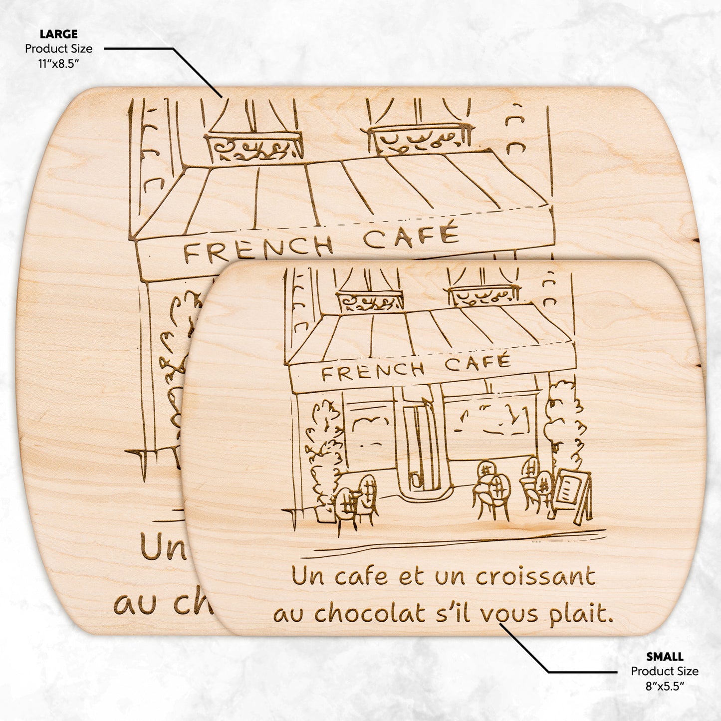 Un Cafe S'il Vous Plait | Hardwood Oval Cutting Board