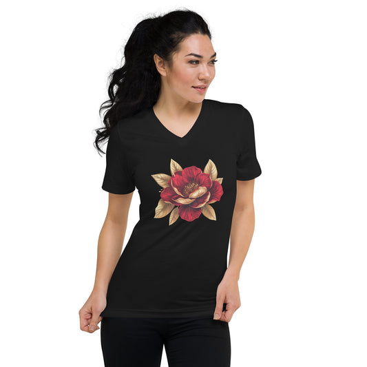 Elegance in Flower | Unisex Short Sleeve V-Neck T-Shirt
