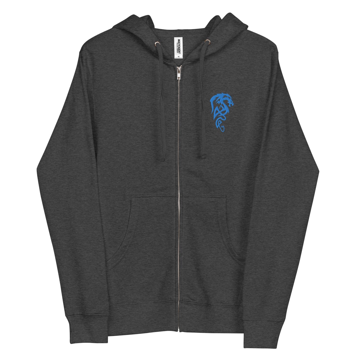 Embroidered Teal Dragon | Unisex fleece zip up hoodie