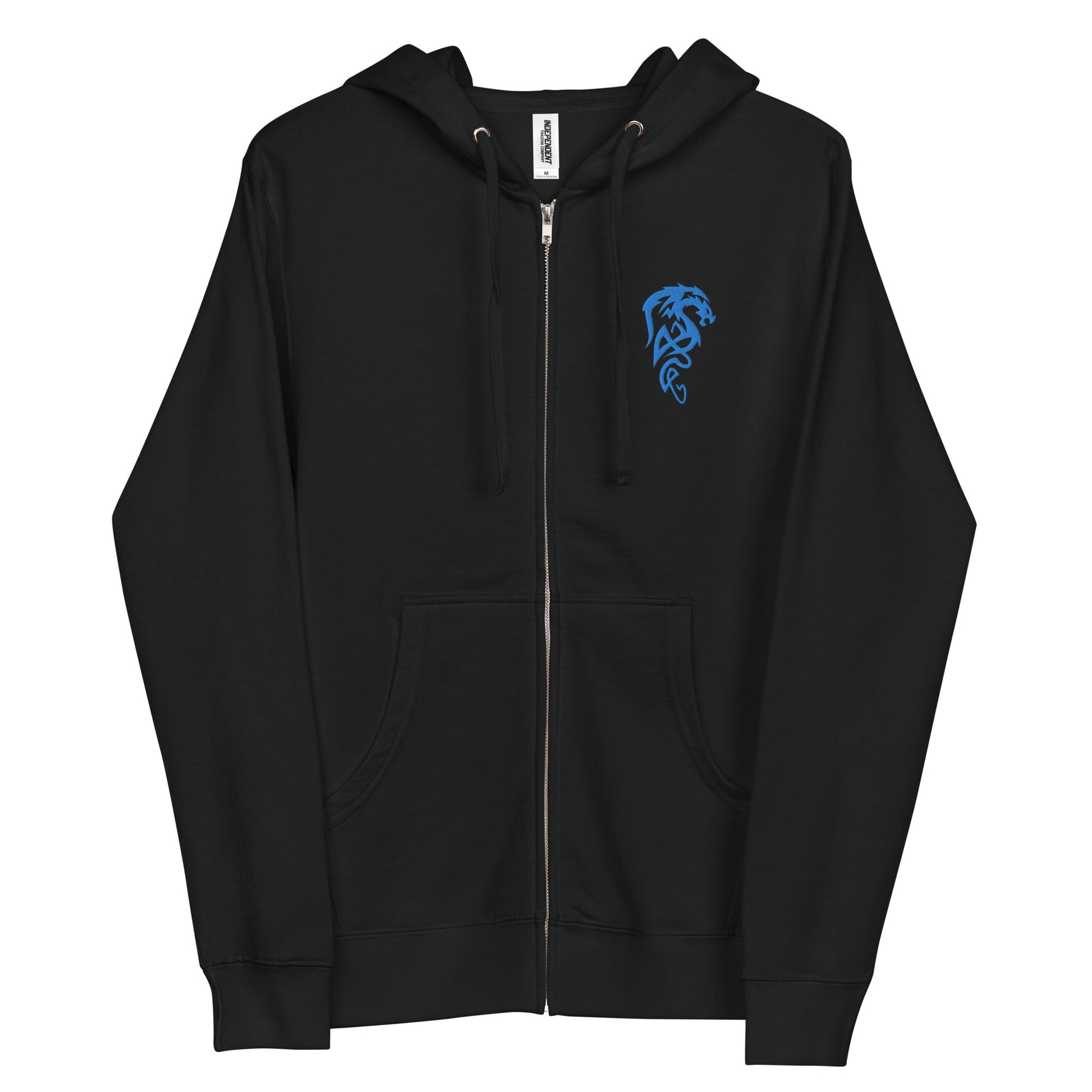 Embroidered Teal Dragon | Unisex fleece zip up hoodie
