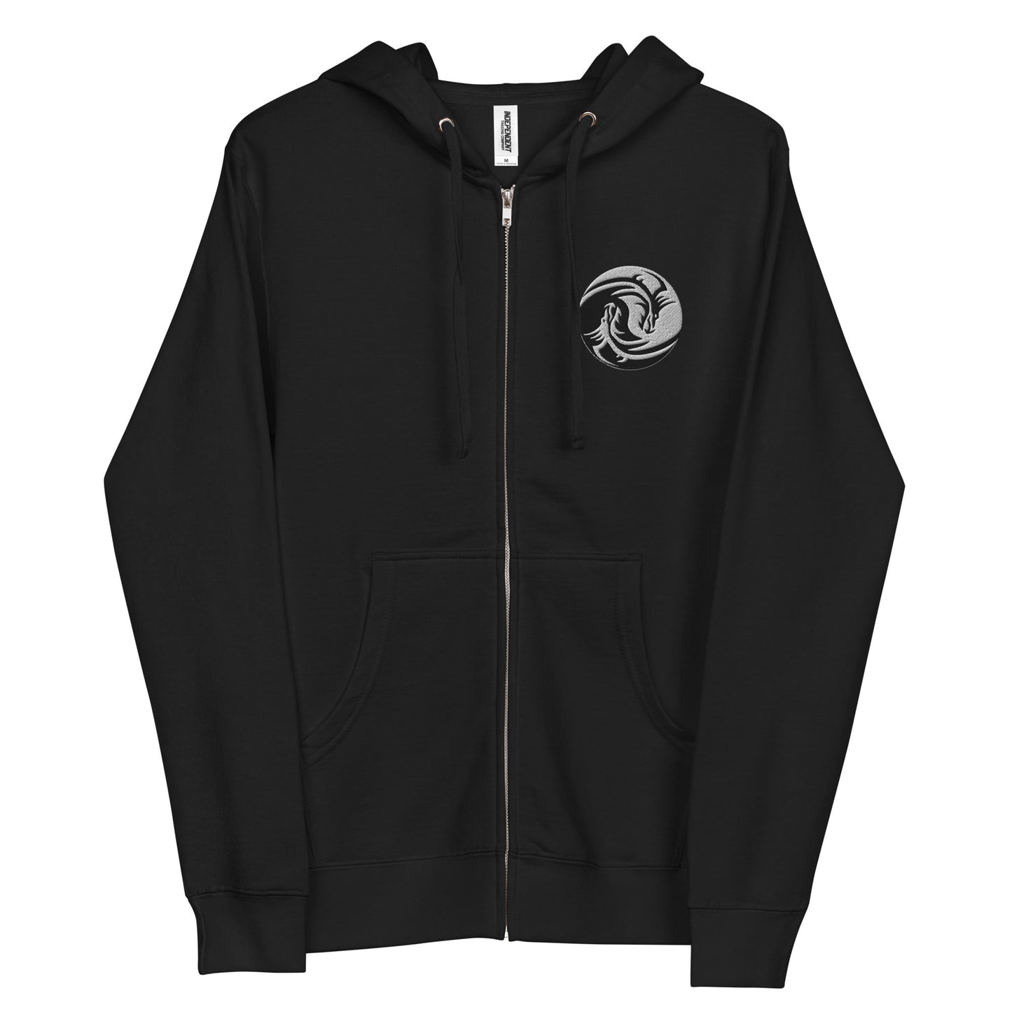 Embroidered Ying Yang Dragon | Unisex fleece zip up hoodie