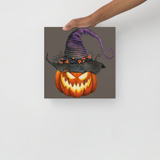 Pumpkin with Purple Witch Hat | Thin canvas