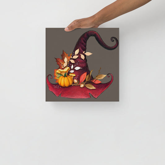 Red Witch Hat with Pumpkin | Thin canvas