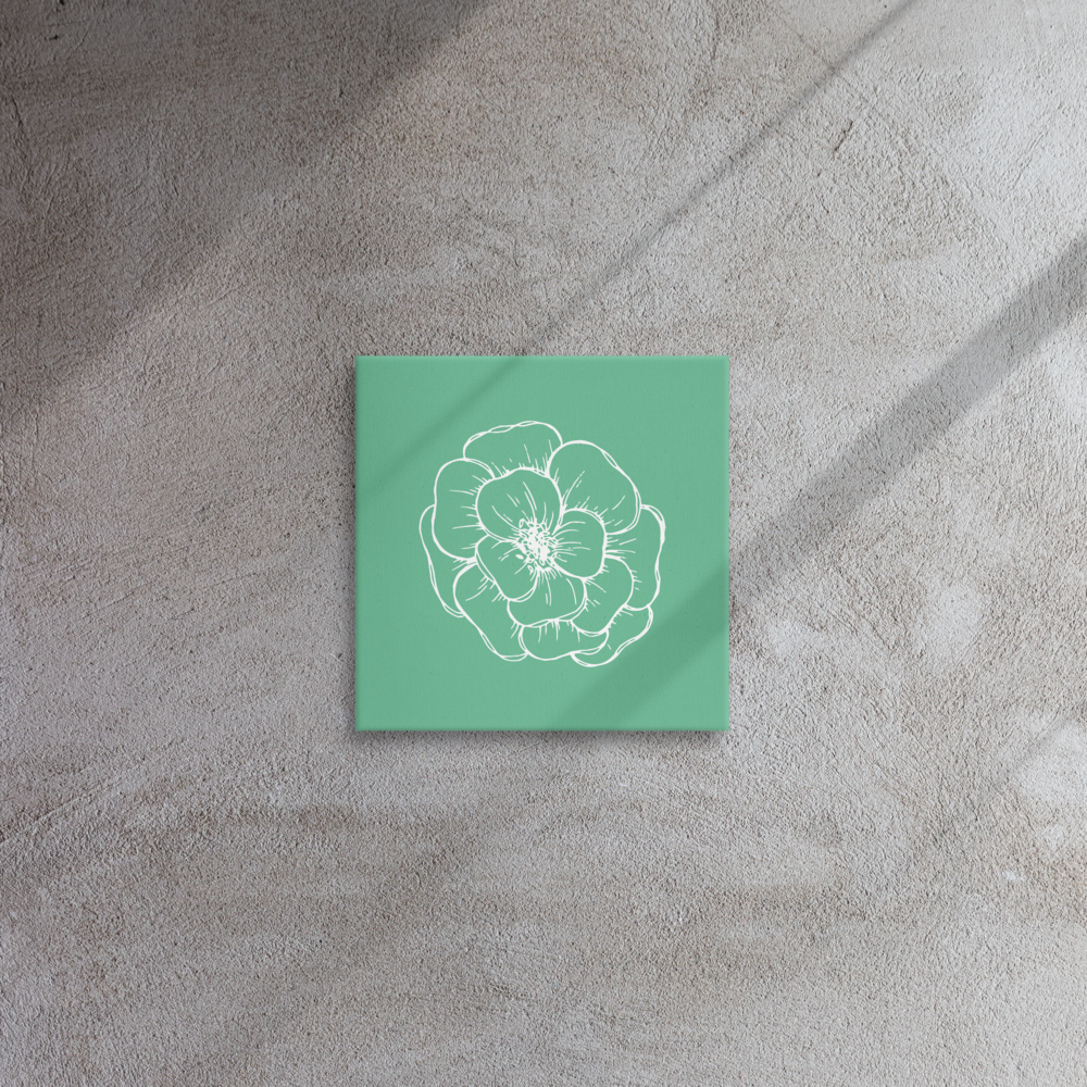 Green w/Flower | Thin Canvas