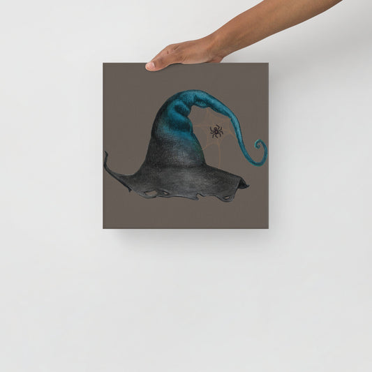 Turquoise and Black Witch Hat | Thin canvas