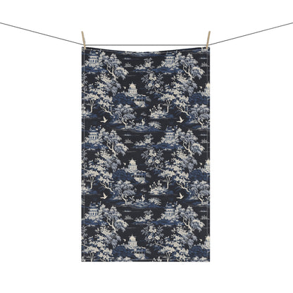 Dark Blue French Toile 2 Tea Towel