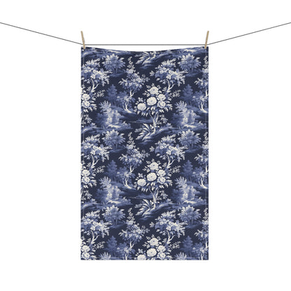 Dark Blue French Toile 5 Tea Towel
