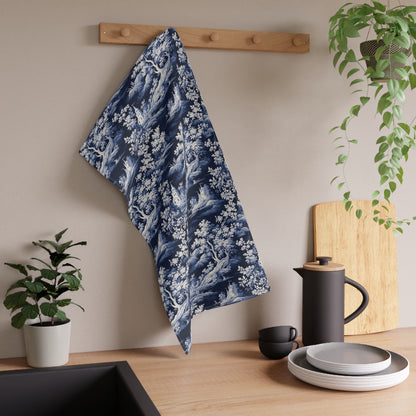 Dark Blue French Toile 4 Tea Towel