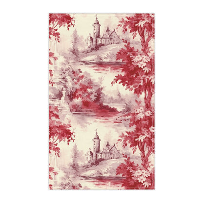 Red French Country Toile (The Manor) Tea Towel (cotton twill)