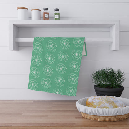 Green w/ Flowers Tea Towel