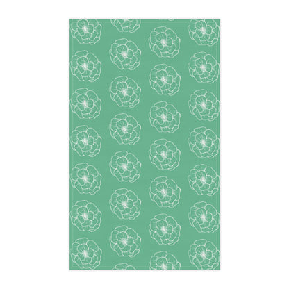 Green w/ Flowers Tea Towel