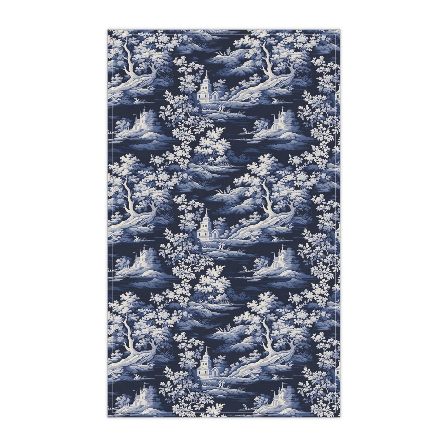 Dark Blue French Toile 4 Tea Towel