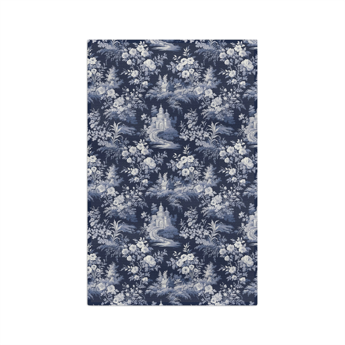 Vintage Blue Toile Floral Microfiber Tea Towel