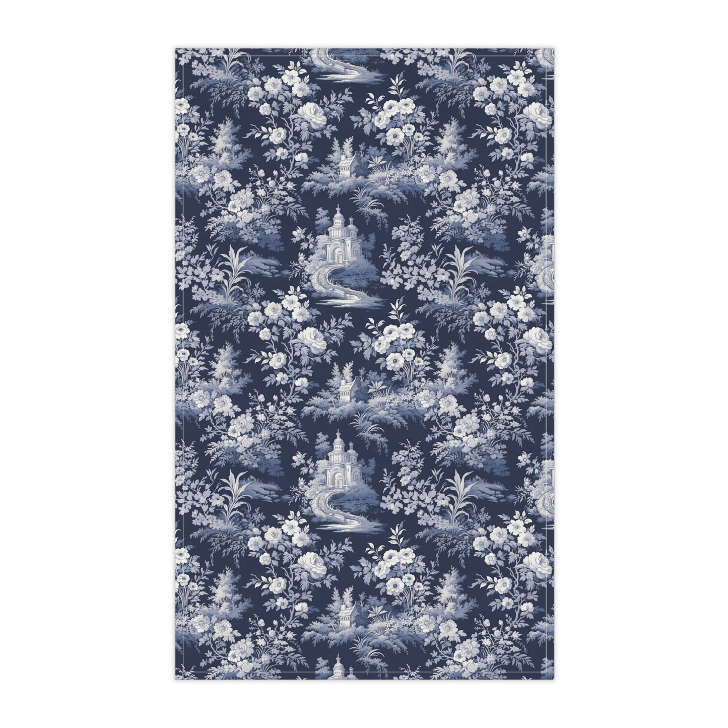 Dark Blue French Toile 7 Tea Towel