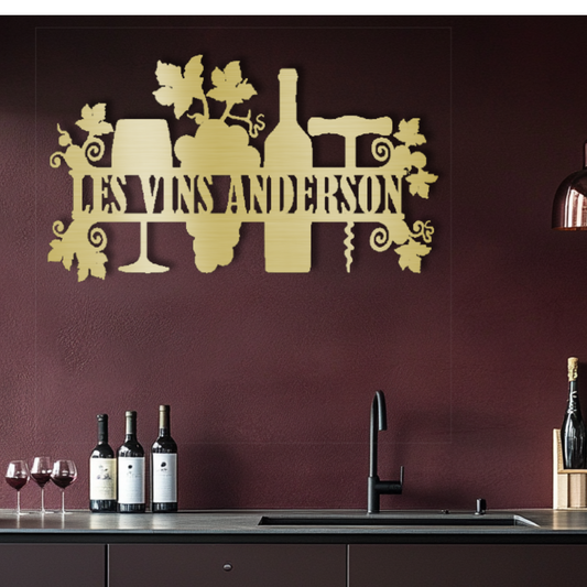 Personalized French Family Wines Steel Wall Decor