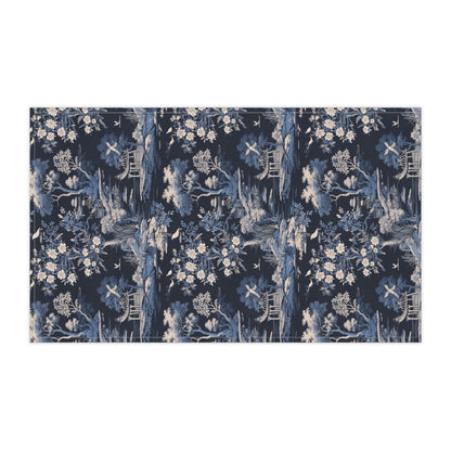 Dark Blue French Toile 1 Tea Towel