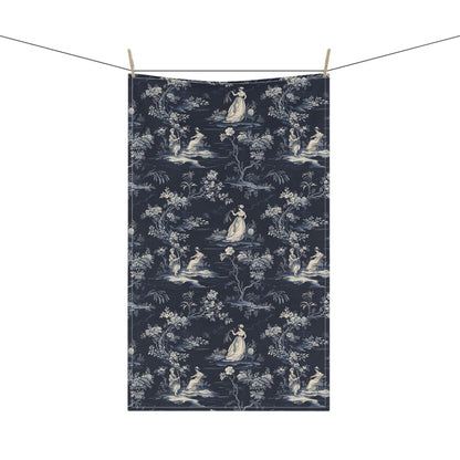Dark Blue French Toile 8 Tea Towel