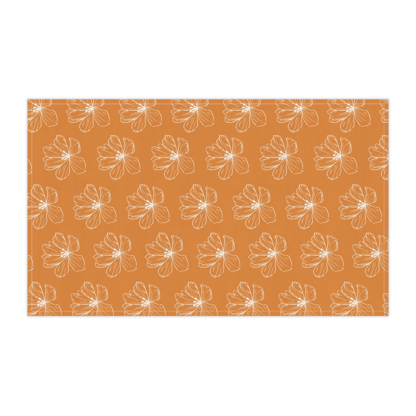 Dark Orange w/ Flowers Tea Towel