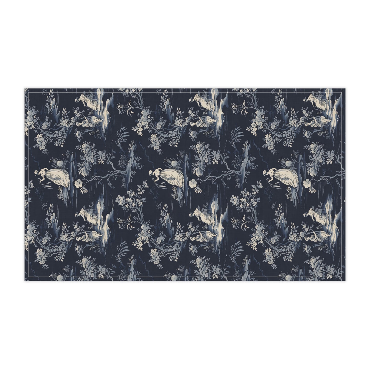 Dark Blue French Toile 8 Tea Towel
