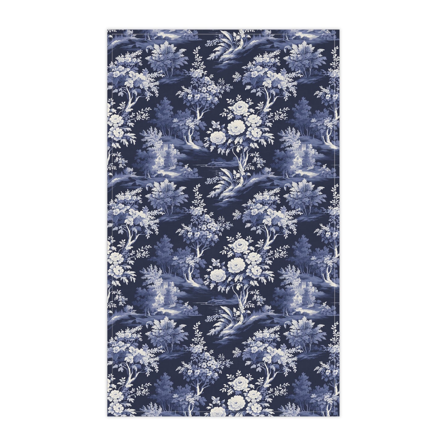 Dark Blue French Toile 5 Tea Towel