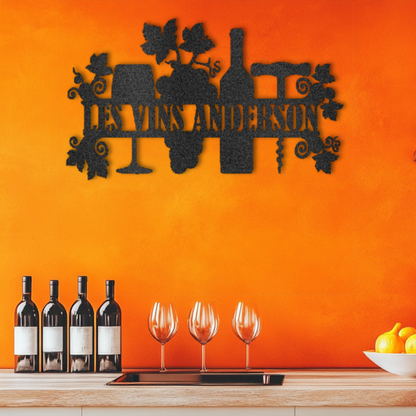 Personalized French Family Wines Steel Wall Decor