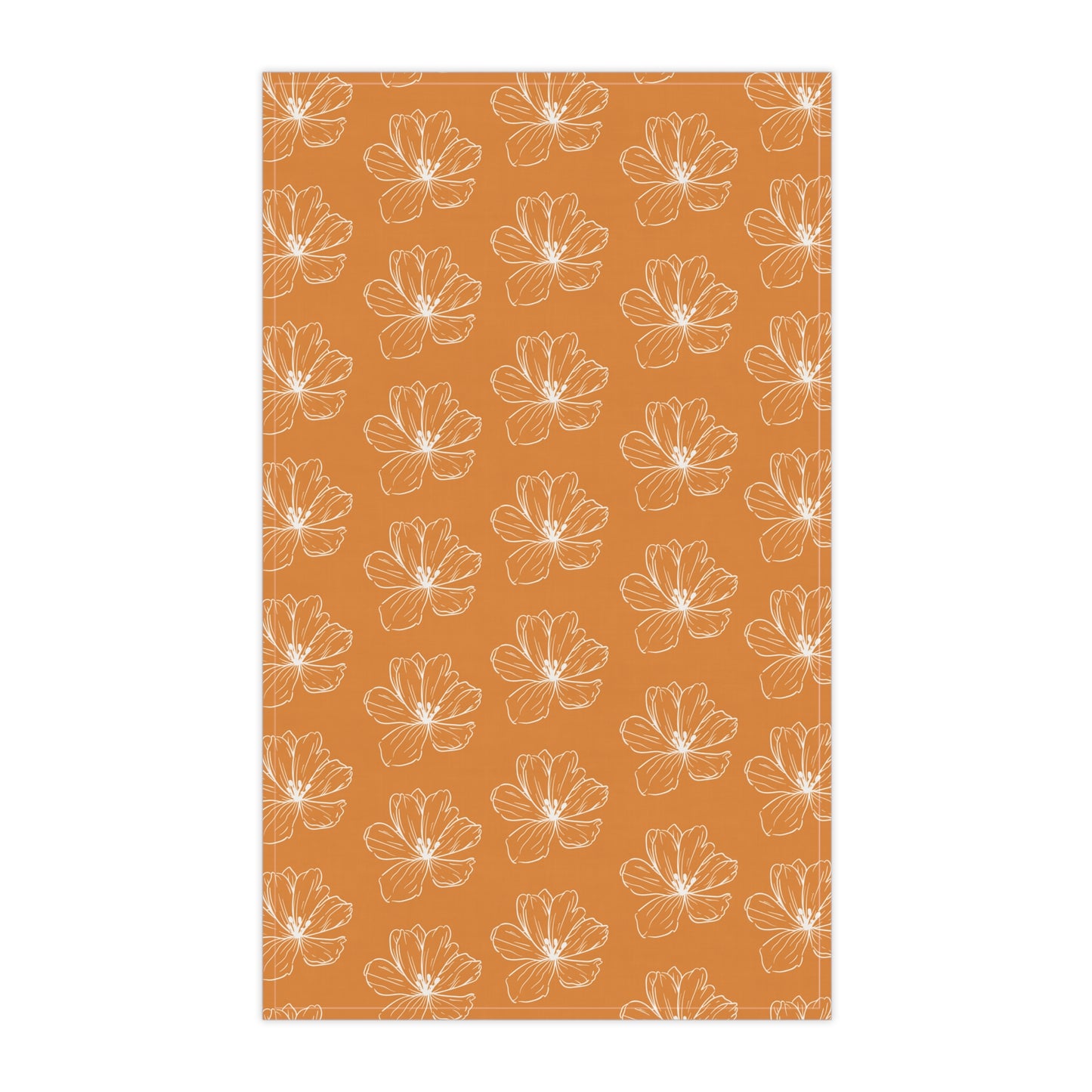 Dark Orange w/ Flowers Tea Towel