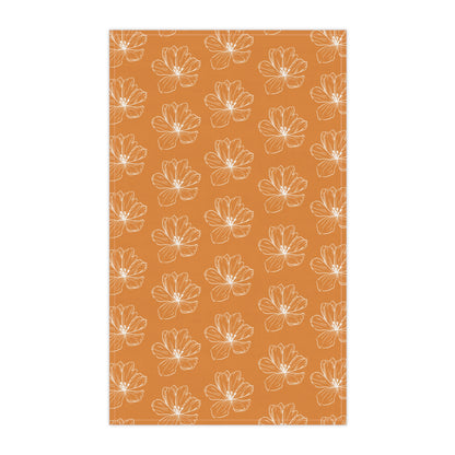 Dark Orange w/ Flowers Tea Towel
