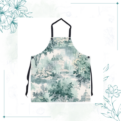 Mint French Country Toile Apron