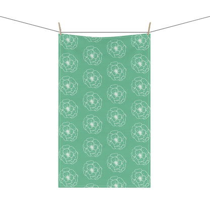 Green w/ Flowers Tea Towel