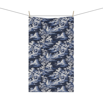 Dark Blue French Toile 4 Tea Towel