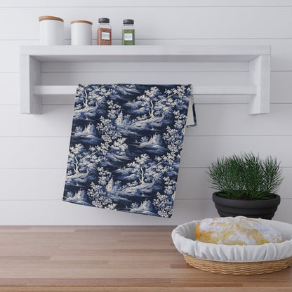 Dark Blue French Toile Tea Towel Bundle 2