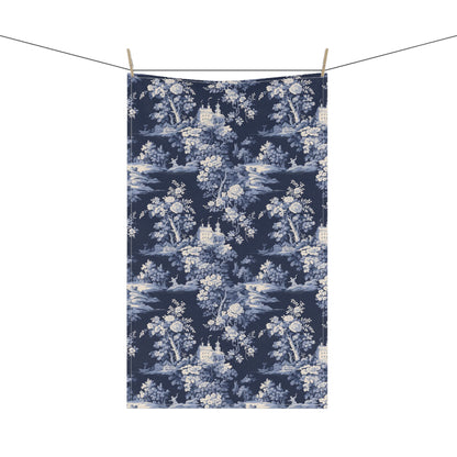 Dark Blue French Toile 3 Tea Towel
